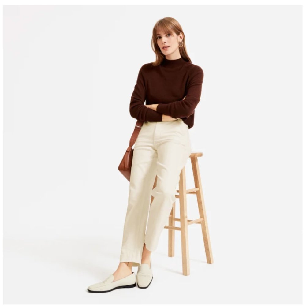 Everlane The Straight-Leg Crop size 0 color: sandstone (light cream/beige)